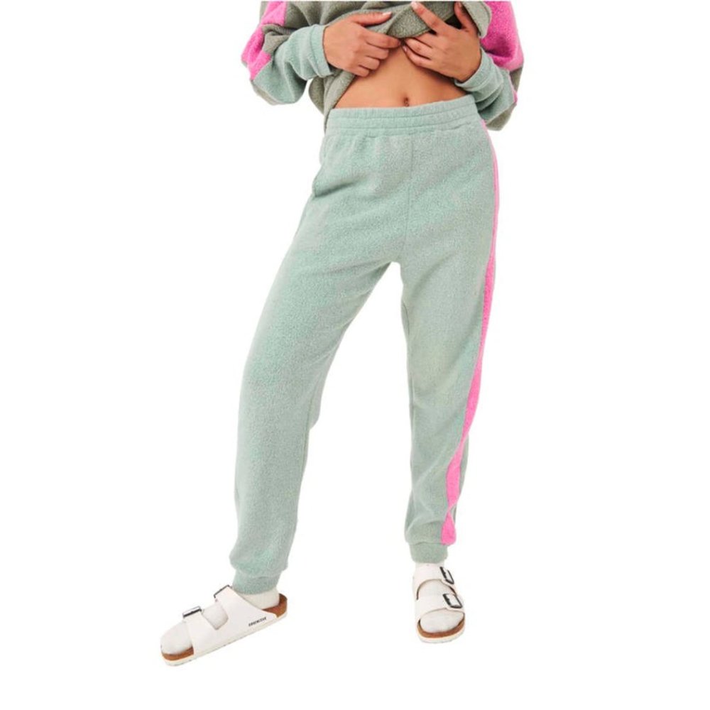 FREE PEOPLE Size Medium Blue Monday Fleece Joggers In Valley Girl Combo